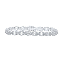 Load image into Gallery viewer, 10kt White Gold Baguette Diamond Byzantine Link Bracelet - 3-3/4 Cttw - Alternate view 1 from Splendid Jewellery