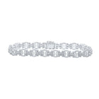 10kt White Gold Baguette Diamond Byzantine Link Bracelet - 3-3/4 Cttw - Alternate view 1 from Splendid Jewellery