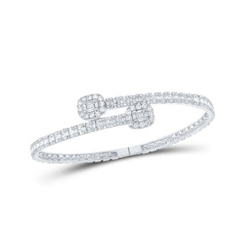 10kt White Gold Baguette Diamond Cuff Bangle Bracelet - 4-1/4 Cttw | Splendid Jewellery - Alternate view 1 from Splendid Jewellery