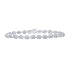 10kt White Gold Geometric Link Bracelet with Baguette and Round Diamonds - 3 Cttw - Alternate view 1 from Splendid Jewellery