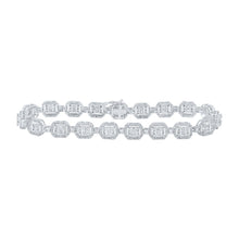 Load image into Gallery viewer, 10kt White Gold Baguette and Round Diamond Link Bracelet - 4-1/2 Cttw - Alternate view 1 from Splendid Jewellery