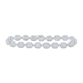 10kt White Gold Baguette and Round Diamond Link Bracelet - 4-1/2 Cttw - Alternate view 1 from Splendid Jewellery
