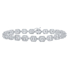 Load image into Gallery viewer, 10kt White Gold Baguette and Round Diamond Link Bracelet - 4 Cttw - Alternate view 1 from Splendid Jewellery