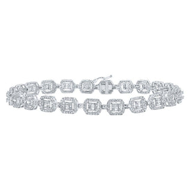 10kt White Gold Baguette and Round Diamond Link Bracelet - 4 Cttw - Alternate view 1 from Splendid Jewellery