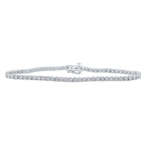 Men's Bracelets | 10kt White Gold Mens Round Diamond 8-inch Single Row Link Bracelet 1/2 Cttw | Splendid Jewellery GND