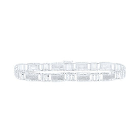 Splendid Jewellery 10kt White Gold Men's Round Diamond Link Bracelet - 1-1/4 Cttw - Alternate view 1 from Splendid Jewellery