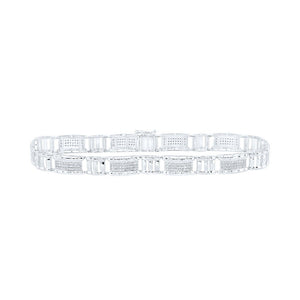 Men's Bracelets | 10kt White Gold Mens Round Diamond 8.5-inch Link Bracelet 1-1/4 Cttw | Splendid Jewellery GND