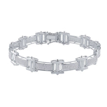 Load image into Gallery viewer, Splendid Jewellery 10kt White Gold Round Diamond Link Bracelet - 1-1/2 Cttw for Men - Alternate view 1 from Splendid Jewellery