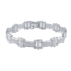 Splendid Jewellery 10kt White Gold Round Diamond Link Bracelet - 1-1/2 Cttw for Men - Alternate view 1 from Splendid Jewellery