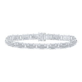 10kt White Gold Men's Round Diamond Link Bracelet - 1-1/4 Cttw | Splendid Jewellery - Alternate view 1 from Splendid Jewellery