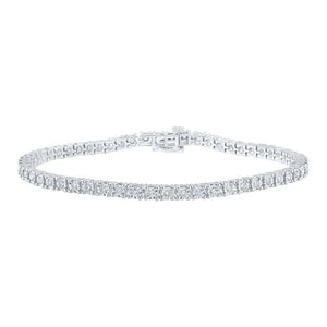 Men's Bracelets | 10kt White Gold Mens Round Diamond Link Bracelet 1-7/8 Cttw | Splendid Jewellery GND