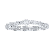 Load image into Gallery viewer, Splendid Jewellery 10kt White Gold Round Diamond Link Bracelet - 1 Cttw for Men - Alternate view 1 from Splendid Jewellery