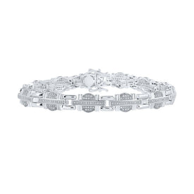 Splendid Jewellery 10kt White Gold Round Diamond Link Bracelet - 1 Cttw for Men - Alternate view 1 from Splendid Jewellery