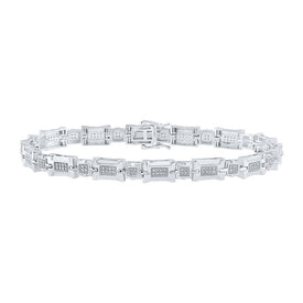 10kt White Gold Men's Diamond Link Bracelet - Elegant and Timeless Sparkle - Alternate view 1 from Splendid Jewellery