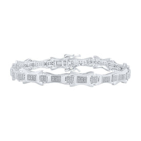 10kt White Gold Men's Round Diamond Link Bracelet 1/2 Cttw - Luxurious Elegance - Alternate view 1 from Splendid Jewellery