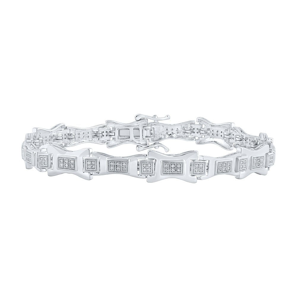 Men's Bracelets | 10kt White Gold Mens Round Diamond Link Bracelet 1/2 Cttw | Splendid Jewellery GND