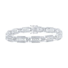 10kt White Gold Men's Diamond Link Bracelet - 3/4 Cttw | Splendid Jewellery - Alternate view 1 from Splendid Jewellery