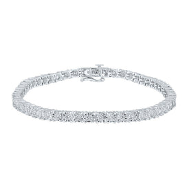 10kt White Gold Men's Round Diamond Single Row Link Bracelet 3 Cttw | Splendid Jewellery - Alternate view 1 from Splendid Jewellery