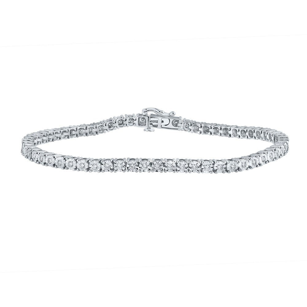Men's Bracelets | 10kt White Gold Mens Round Diamond Tennis Bracelet 1 - 1/4 Cttw | Splendid Jewellery - Splendid Jewellery