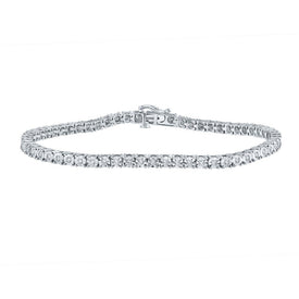 Men's Bracelets | 10kt White Gold Mens Round Diamond Tennis Bracelet 1 - 1/4 Cttw | Splendid Jewellery - Splendid Jewellery
