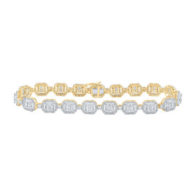 10kt Yellow Gold Baguette Diamond Link Bracelet - 4-1/2 Cttw - Splendid Jewellery Top view from the 10Kt Yellow Gold Mens Baguette Diamond 8 5 Inch Link Bracelet 4 1 2 Cttwpin218469 collection by Splendid Jewellery