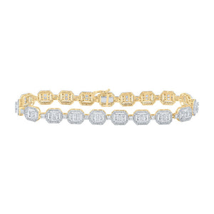 Men's Bracelets | 10kt Yellow Gold Mens Baguette Diamond 8.5-inch Link Bracelet 4-1/2 Cttw | Splendid Jewellery GND