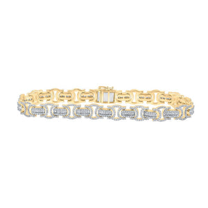 Men's Bracelets | 10kt Yellow Gold Mens Baguette Diamond Link Bracelet 3-3/4 Cttw | Splendid Jewellery GND