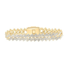 Load image into Gallery viewer, 10kt Yellow Gold Baguette Diamond Link Bracelet for Men - 7-3/4 Cttw | Splendid Jewellery Top view from the 10Kt Yellow Gold Mens Baguette Diamond Link Bracelet 7 3 4 Cttwpin218281 collection by Splendid Jewellery