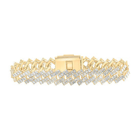 10kt Yellow Gold Baguette Diamond Link Bracelet for Men - 7-3/4 Cttw | Splendid Jewellery Top view from the 10Kt Yellow Gold Mens Baguette Diamond Link Bracelet 7 3 4 Cttwpin218281 collection by Splendid Jewellery