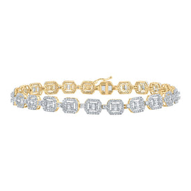 10kt Yellow Gold Baguette Diamond Square Link Bracelet - 4 Cttw - Splendid Jewellery Top view from the 10Kt Yellow Gold Mens Baguette Diamond Square Link Bracelet 4 1 5 Cttwpin289185 collection by Splendid Jewellery