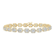 Load image into Gallery viewer, 10kt Yellow Gold Baguette Diamond Square Link Bracelet - 4 Cttw Top view from the 10Kt Yellow Gold Mens Baguette Diamond Link Bracelet 4 1 5 Cttwpin212242 collection by Splendid Jewellery