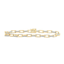 Load image into Gallery viewer, Splendid Jewellery 10kt Yellow Gold Mens Round Diamond Anchor Link Bracelet - 5 Cttw Top view from the 10Kt Yellow Gold Mens Round Diamond 8 5 Inch Anchor Link Bracelet 5 Cttwpin216545 collection by Splendid Jewellery