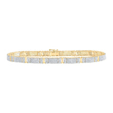 Load image into Gallery viewer, Dazzling 10kt Yellow Gold Mens Round Diamond Link Bracelet - 4-1/2 Cttw Top view from the 10Kt Yellow Gold Mens Round Diamond 8 5 Inch Link Bracelet 4 1 2 Cttwpin216458 collection by Splendid Jewellery