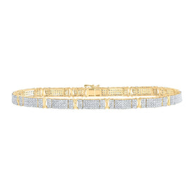 Dazzling 10kt Yellow Gold Mens Round Diamond Link Bracelet - 4-1/2 Cttw Top view from the 10Kt Yellow Gold Mens Round Diamond 8 5 Inch Link Bracelet 4 1 2 Cttwpin216458 collection by Splendid Jewellery