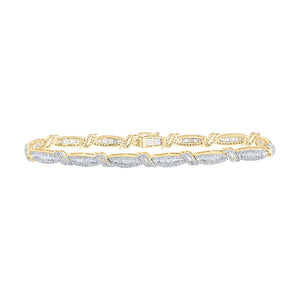 Men's Bracelets | 10kt Yellow Gold Mens Round Diamond 8.5-inch Link Bracelet 4-3/8 Cttw | Splendid Jewellery GND