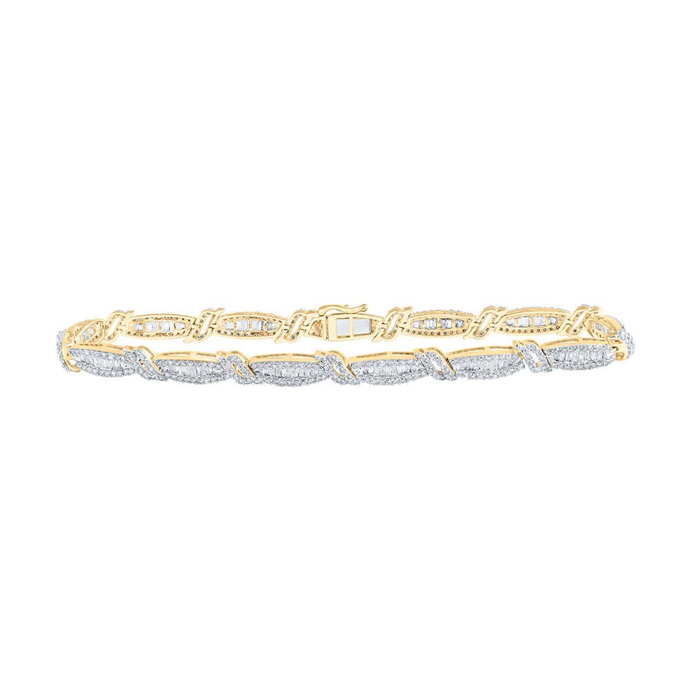 Men's Bracelets | 10kt Yellow Gold Mens Round Diamond 8.5-inch Link Bracelet 4-3/8 Cttw | Splendid Jewellery GND