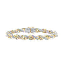 Load image into Gallery viewer, 10kt Yellow Gold Men&#39;s Diamond Rope Chain Bracelet - 7-1/2 Ct.t.w. Top view from the 10Kt Yellow Gold Mens Round Diamond 8 5 Inch Chain Bracelet 7 1 2 Cttwpin211235 collection by Splendid Jewellery