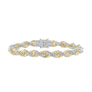 Men's Bracelets | 10kt Yellow Gold Mens Round Diamond 8.5-inch Rope Chain Bracelet 7-1/2 Cttw | Splendid Jewellery GND