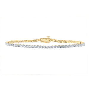 Men's Bracelets | 10kt Yellow Gold Mens Round Diamond 9-inch Single Row Link Bracelet 1/2 Cttw | Splendid Jewellery GND