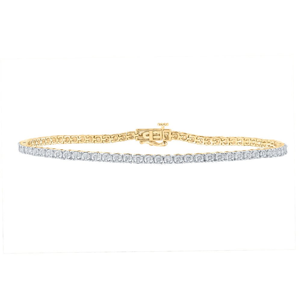 Men's Bracelets | 10kt Yellow Gold Mens Round Diamond 9-inch Single Row Link Bracelet 1/2 Cttw | Splendid Jewellery GND