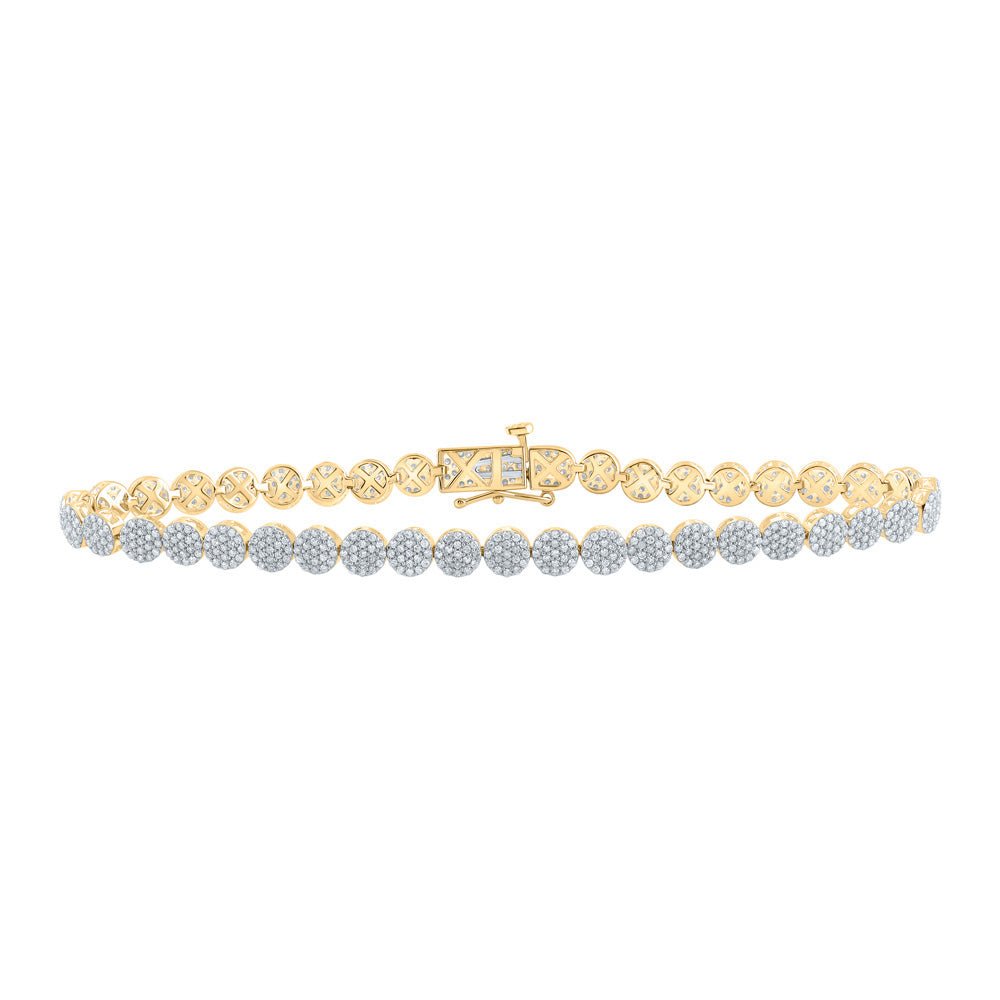 Men's Bracelets | 10kt Yellow Gold Mens Round Diamond Circle Link Bracelet 3 Cttw | Splendid Jewellery GND