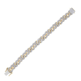 10kt Yellow Gold Men's Diamond Cuban Fashion Bracelet - 9 Cttw | Splendid Jewellery Side view from the 10Kt Yellow Gold Mens Round Diamond Cuban Fashion Bracelet 9 Cttwpin280088 collection by Splendid Jewellery