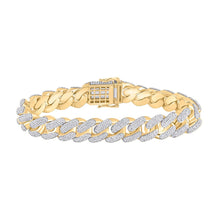 Load image into Gallery viewer, 10kt Yellow Gold Men&#39;s Diamond Cuban Fashion Bracelet - 9 Cttw | Splendid Jewellery Top view from the 10Kt Yellow Gold Mens Round Diamond Cuban Fashion Bracelet 9 Cttwpin280088 collection by Splendid Jewellery