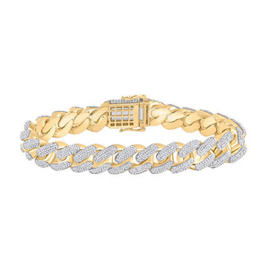 Men's Bracelets | 10kt Yellow Gold Mens Round Diamond Cuban Fashion Bracelet 9 Cttw | Splendid Jewellery GND