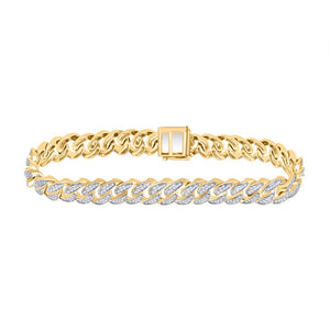Men's Bracelets | 10kt Yellow Gold Mens Round Diamond Cuban Link Bracelet 2 Cttw | Splendid Jewellery GND