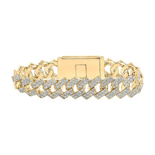 Load image into Gallery viewer, 10kt Yellow Gold Men&#39;s Diamond Cuban Link Bracelet - 20-1/4 Ct.t.w. Top view from the 10Kt Yellow Gold Mens Round Diamond Cuban Link Bracelet 20 1 4 Cttwpin218284 collection by Splendid Jewellery