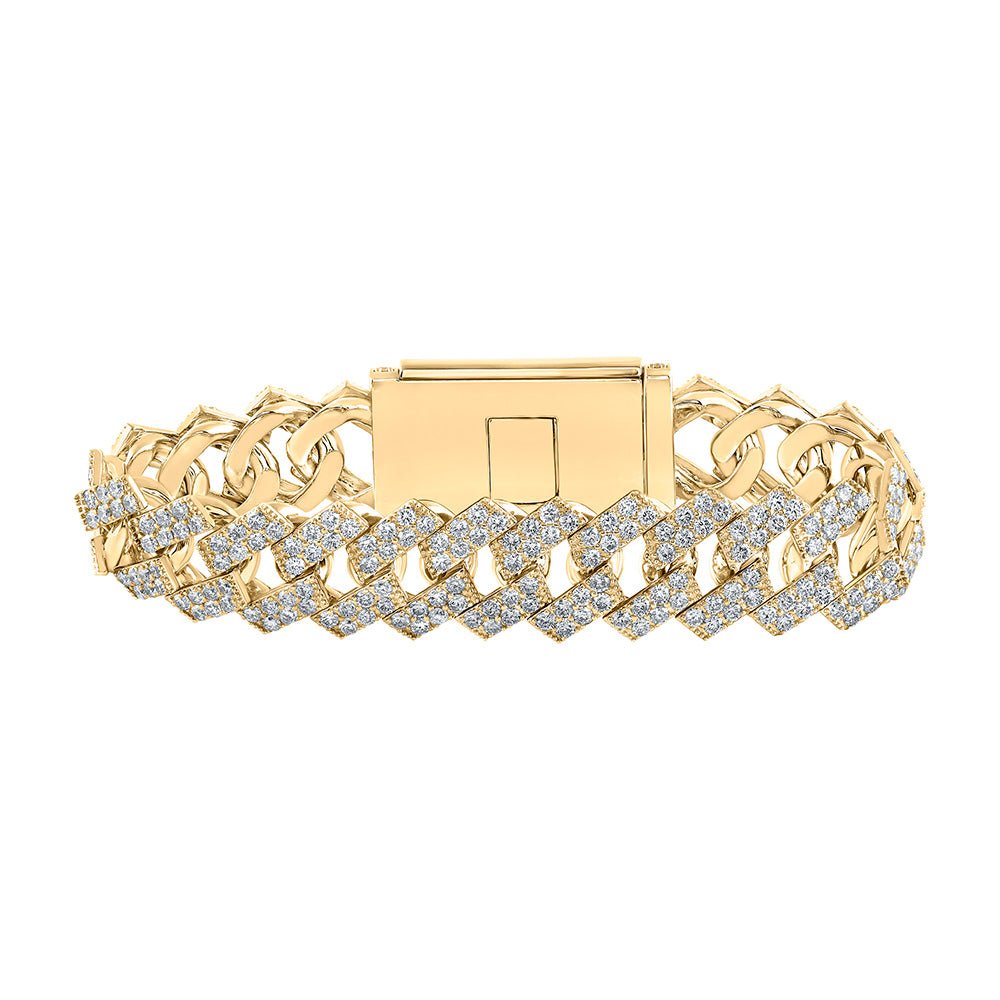 Men's Bracelets | 10kt Yellow Gold Mens Round Diamond Cuban Link Bracelet 20-1/4 Cttw | Splendid Jewellery GND