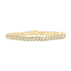 10kt Yellow Gold Men's Round Diamond Cuban Link Bracelet - A Dazzling Statement Piece Top view from the 10Kt Yellow Gold Mens Round Diamond Cuban Link Bracelet 3 3 4 Cttwpin217934 collection by Splendid Jewellery