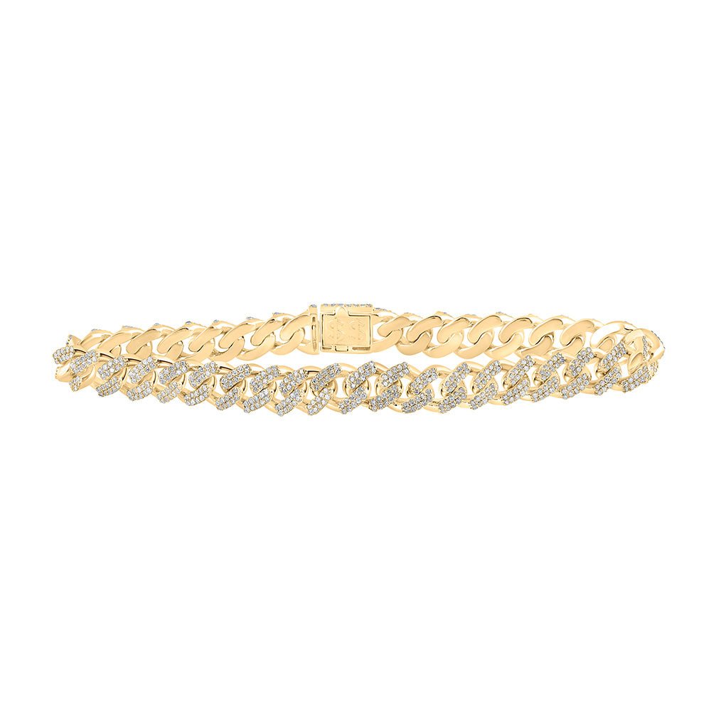 Men's Bracelets | 10kt Yellow Gold Mens Round Diamond Cuban Link Bracelet 3-3/4 Cttw | Splendid Jewellery GND