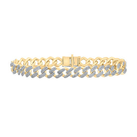 10kt Yellow Gold Men's Captivating Round Diamond Cuban Link Bracelet 4-1/3 Cttw Top view from the 10Kt Yellow Gold Mens Round Diamond Cuban Link Bracelet 4 1 2 Cttwpin289380 collection by Splendid Jewellery